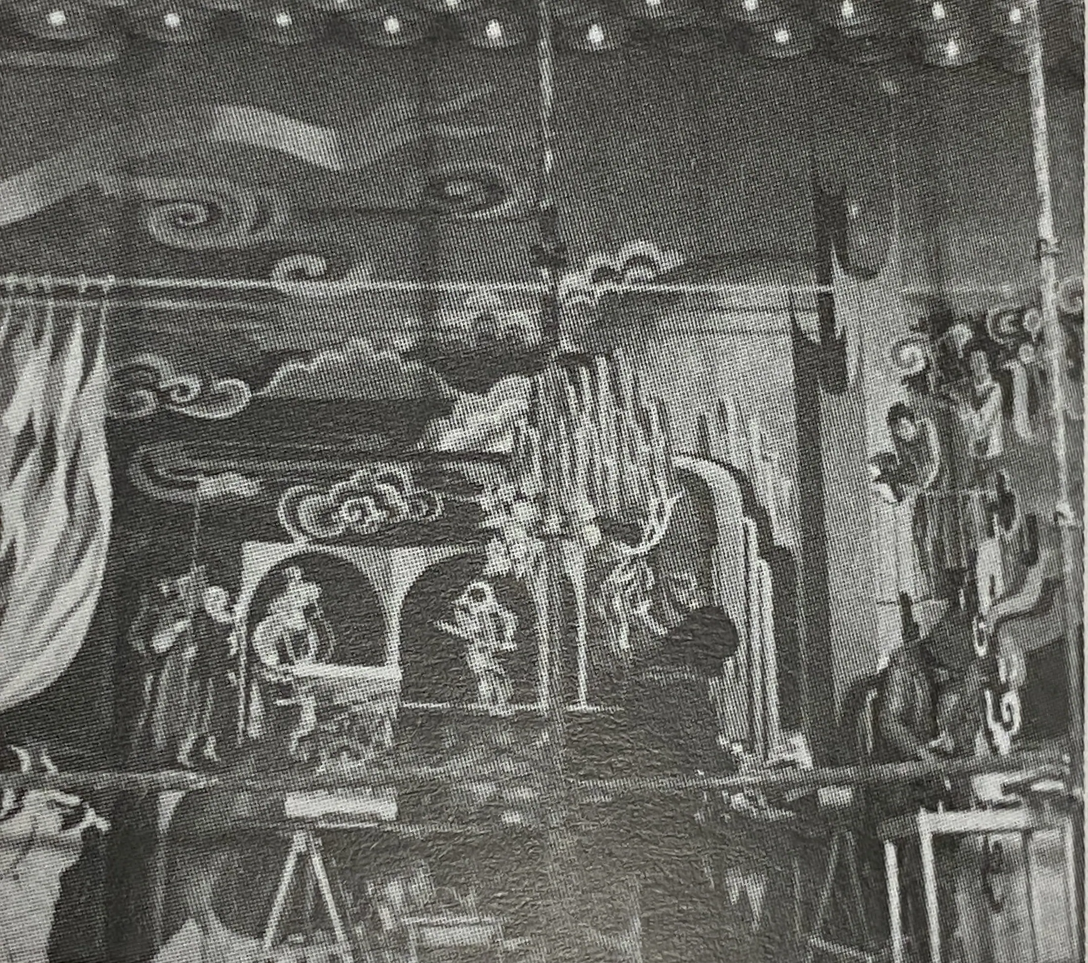 Исполнение росписи на строительных лесах, 1982